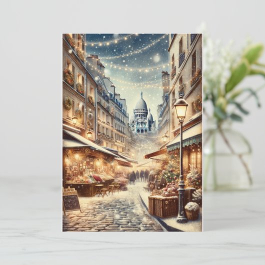 Classic Parijse Kerst - Vakantie Kaart (Staand voorkant)