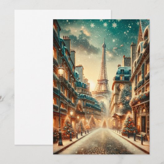 Classic Parijse Kerst - Vakantie Kaart (Voorkant / Achterkant)