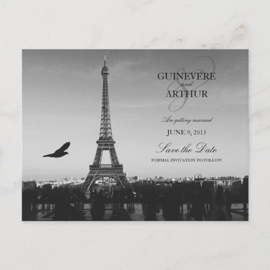 Classic Paris France Wedding Save the Date Aankondigingskaart (Voorkant)