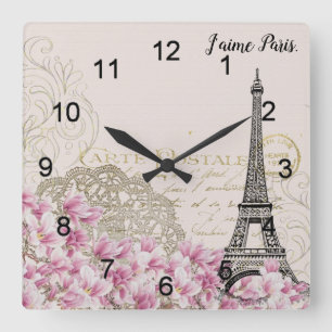 Classic Paris Motif Vierkante Klok