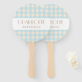Classic Pastel lichtblauwe gingham plaid gecontrol Handwaaier (Voorkant en achterkant)
