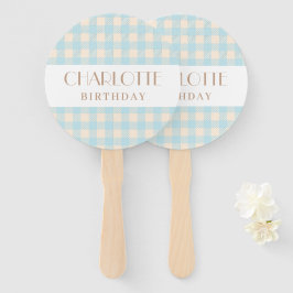 Classic Pastel lichtblauwe gingham plaid gecontrol Handwaaier