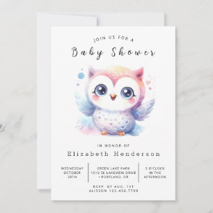 Classic Pastel Owl Baby shower Kaart