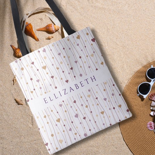 Classic Pastel Paarse Hart Minimalist Personaliser Tote Bag