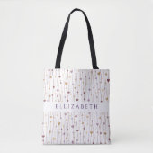 Classic Pastel Paarse Hart Minimalist Personaliser Tote Bag (Voorkant)