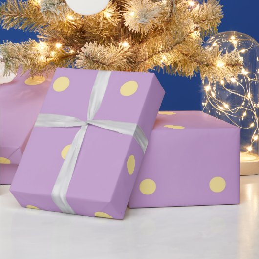 Classic Pastel Purple & Yellow Polka Dots Pattern Cadeaupapier (Feestdagen)