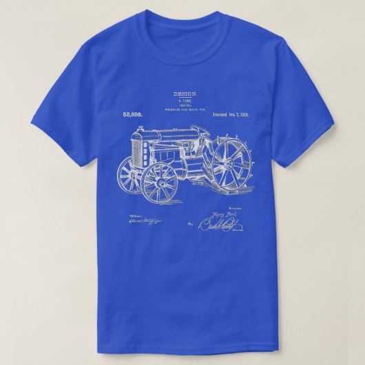 Classic Patent 1919 Boerderij Tractor Gift T-shirt (Design voorkant)
