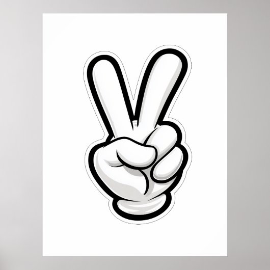 Classic Peace Hand Symbol Icon Poster (Voorkant)