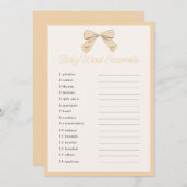 Classic Peach Bow Baby shower Word Scramble spel Kaart (Voorkant / Achterkant)