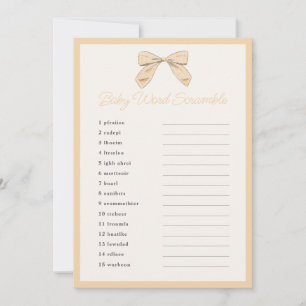 Classic Peach Bow Baby shower Word Scramble spel Kaart