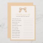 Classic Peach Bow Vind de Gast Douche Game Kaart (Voorkant / Achterkant)