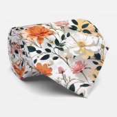 Classic Peach Pink Floral Stropdas (Opgerold)