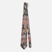 Classic Peach Roze Zwarte Bloem Stropdas (Voorkant)