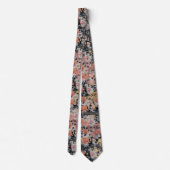 Classic Peach Roze Zwarte Bloem Stropdas (Achterkant)