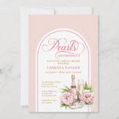 Classic Pearls and Prosecco Bridal Shower Invite Kaart (Voorkant)