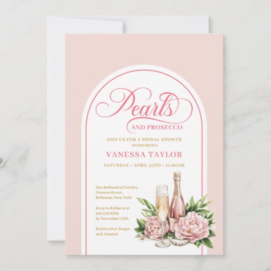Classic pearls and prosecco bridal shower layout kaart (Voorkant)