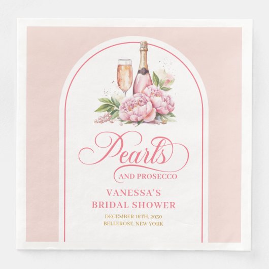 Classic Pearls and Prosecco Bridal Shower Napkins Servet (Voorkant)