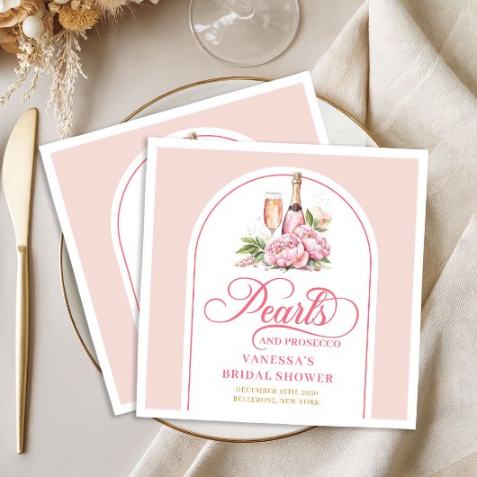 Classic Pearls and Prosecco Bridal Shower Napkins Servet