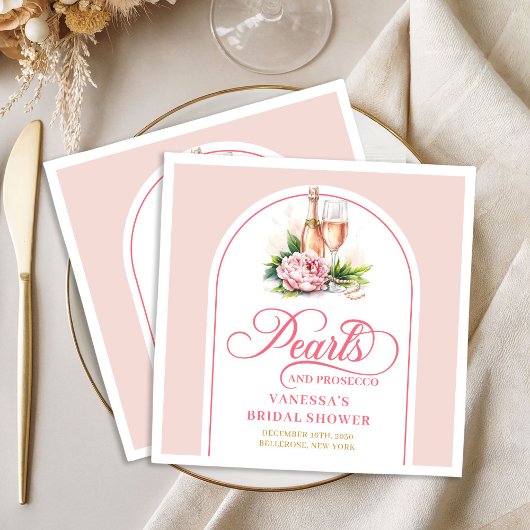 Classic pearls and prosecco napkins editable  servet