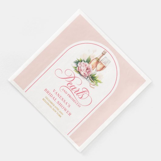 Classic pearls and prosecco napkins editable  servet (Hoek)