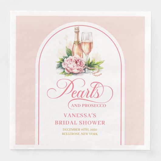 Classic pearls and prosecco napkins editable  servet (Voorkant)