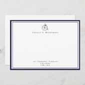Classic Penny Farthing Navy Blue Correspondence Notitiekaartje (Voorkant / Achterkant)