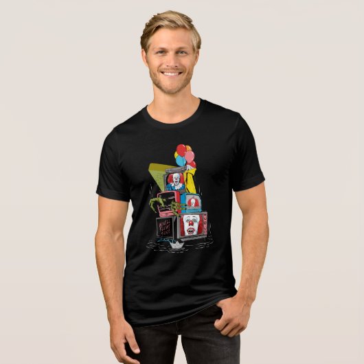 Classic Pennywise TV Stack - You'll Float Too Tri-Blend Shirt (Voorkant volledig)