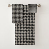 Classic Pepita Houndstooth Pattern Black Grey Bad Handdoek (Insitu)
