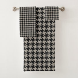 Classic Pepita Houndstooth Pattern Black Grey Bad Handdoek