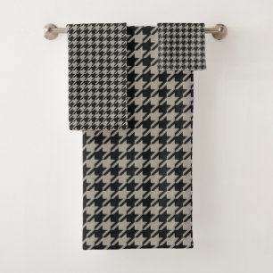 Classic Pepita Houndstooth Pattern Black Grey Bad Handdoek