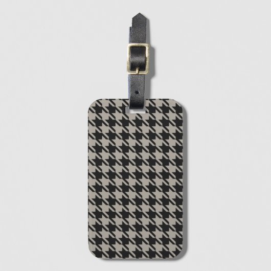 Classic Pepita Houndstooth Pattern Black Grey Bagagelabel (Voorkant (verticaal))