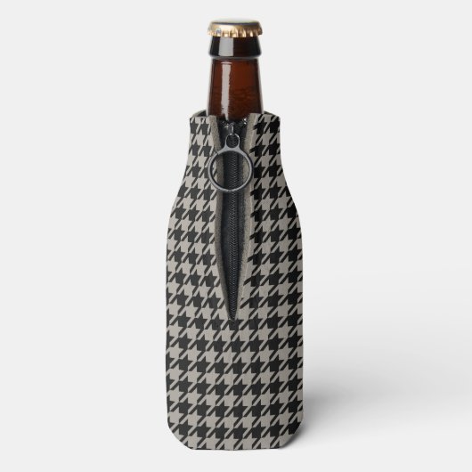 Classic Pepita Houndstooth Pattern Black Grey Flesjeskoeler (Fles Achterkant)
