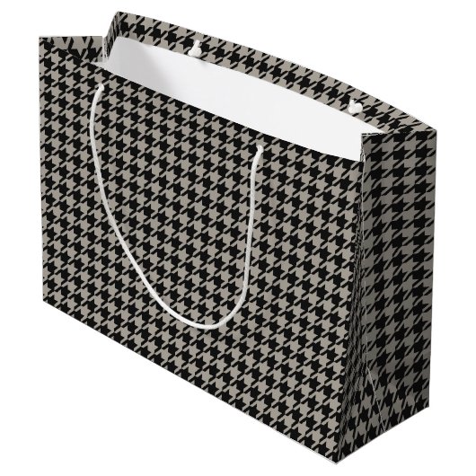 Classic Pepita Houndstooth Pattern Black Grey Groot Cadeauzakje (Achterkant Gekanteld)