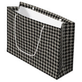Classic Pepita Houndstooth Pattern Black Grey Groot Cadeauzakje (Voorkant Gekanteld)