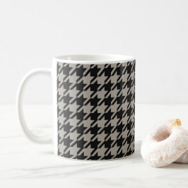 Classic Pepita Houndstooth Pattern Black Grey Koffiemok