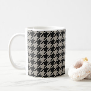 Classic Pepita Houndstooth Pattern Black Grey Koffiemok