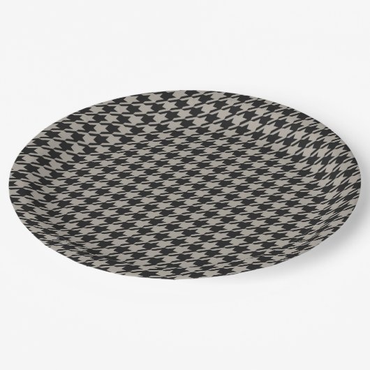 Classic Pepita Houndstooth Pattern Black Grey Papieren Bordje (Gekanteld)