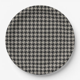 Classic Pepita Houndstooth Pattern Black Grey Papieren Bordje