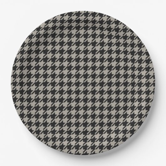 Classic Pepita Houndstooth Pattern Black Grey Papieren Bordje (Voorkant)