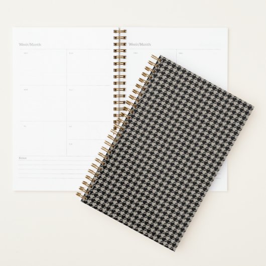 Classic Pepita Houndstooth Pattern Black Grey Planner (Display)