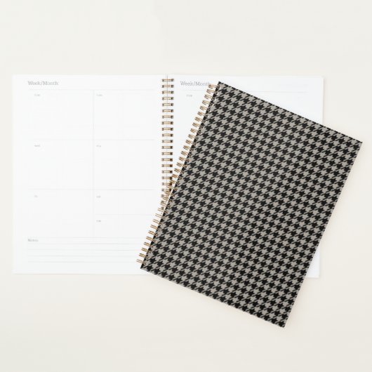 Classic Pepita Houndstooth Pattern Black Grey Planner (Display)