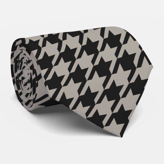 Classic Pepita Houndstooth Pattern Black Grey Stropdas (Opgerold)