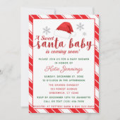 Classic Peppermint Stripe Santa Baby shower Kaart (Voorkant)
