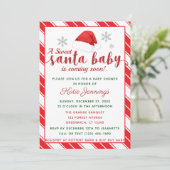 Classic Peppermint Stripe Santa Baby shower Kaart (Staand voorkant)