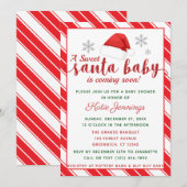 Classic Peppermint Stripe Santa Baby shower Kaart (Voorkant / Achterkant)