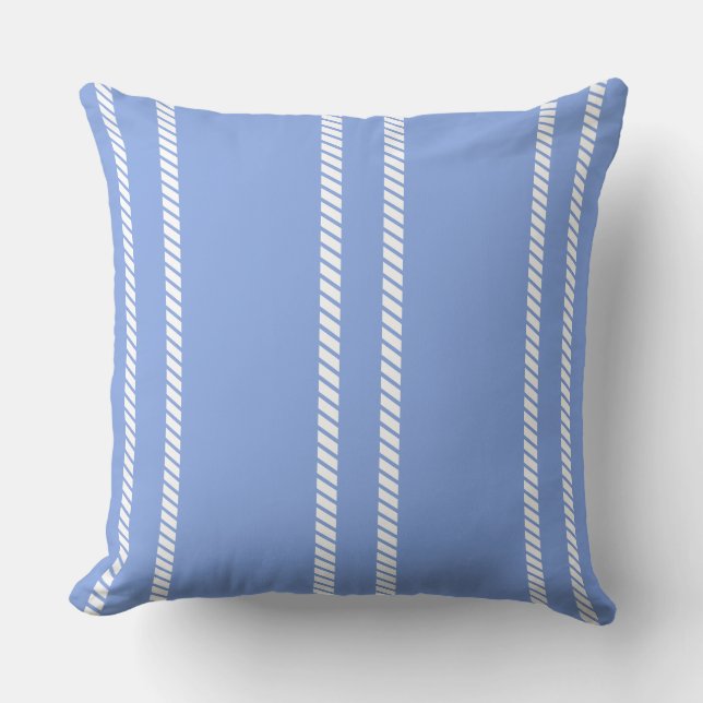 Classic Periwinkle Blue with Stripes Throw Pillow Kussen (Voorkant)