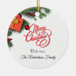 Classic Personalise Red & Green- Elegant Christmas Keramisch Ornament