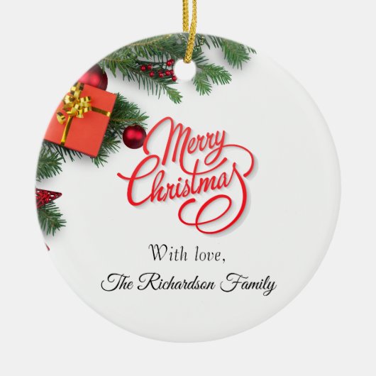 Classic Personalise Red & Green- Elegant Christmas Keramisch Ornament (Voorkant)