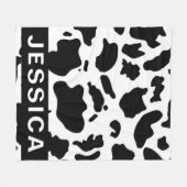 Classic Personalized Black White Cow Print Fleece Deken (Voorkant (Horizontaal))