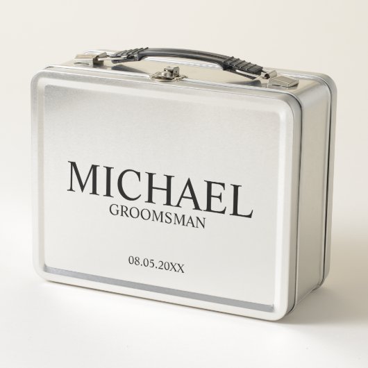 Classic Personalized Groomsman Metal Gift Box (Voorkant)